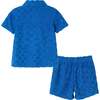 Kids Check Textured Terry Set, Blue Check - Mixed Apparel Set - 2