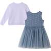 Kids Heart Print Jersey Dress and Sweatshirt Set, Purple - Mixed Apparel Set - 2