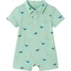 Infant Dinosaur Print Polo Romper, Lt Green - Rompers - 1 - thumbnail