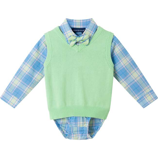 Infant Sweater Vest  Set, Lt Green - Mixed Apparel Set - 3