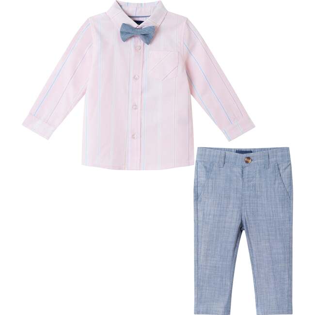 Infant Pink Striped Oxford Buttondown Set, Pink