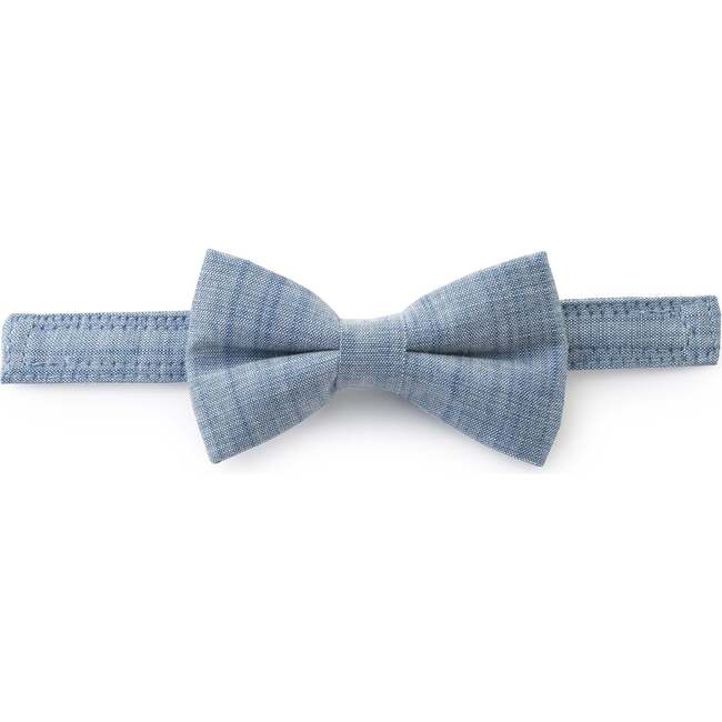 Infant Plaid Shirtall w/ Chambray Bowtie, Blue - Rompers - 3