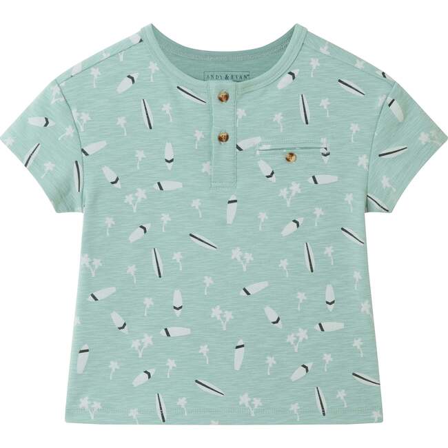 Infant Washed Surfboard Henley and Shorts Set, Lt Green - Mixed Apparel Set - 3