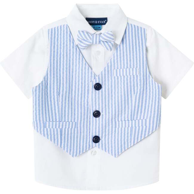 Infant 4 Piece Vest Short Set, Blue - Mixed Apparel Set - 3