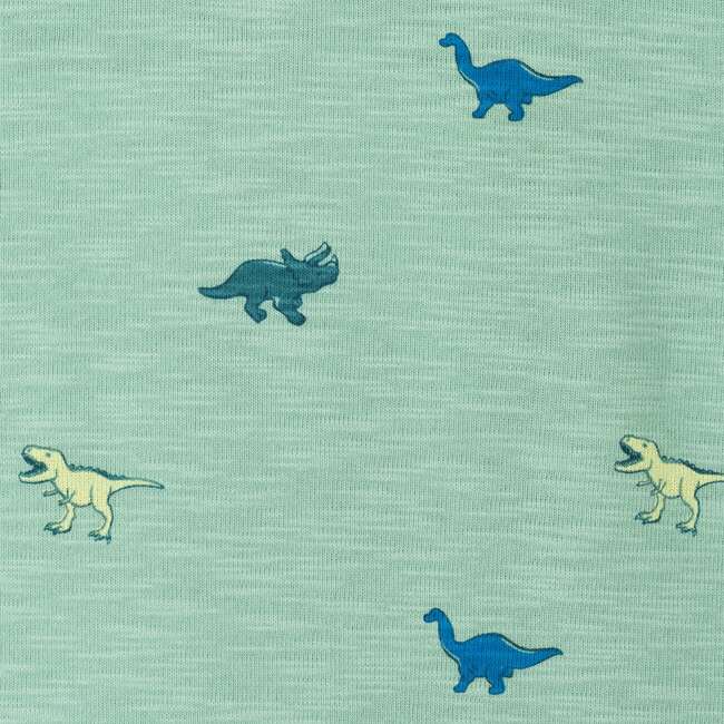 Infant Dinosaur Print Polo Romper, Lt Green - Rompers - 3