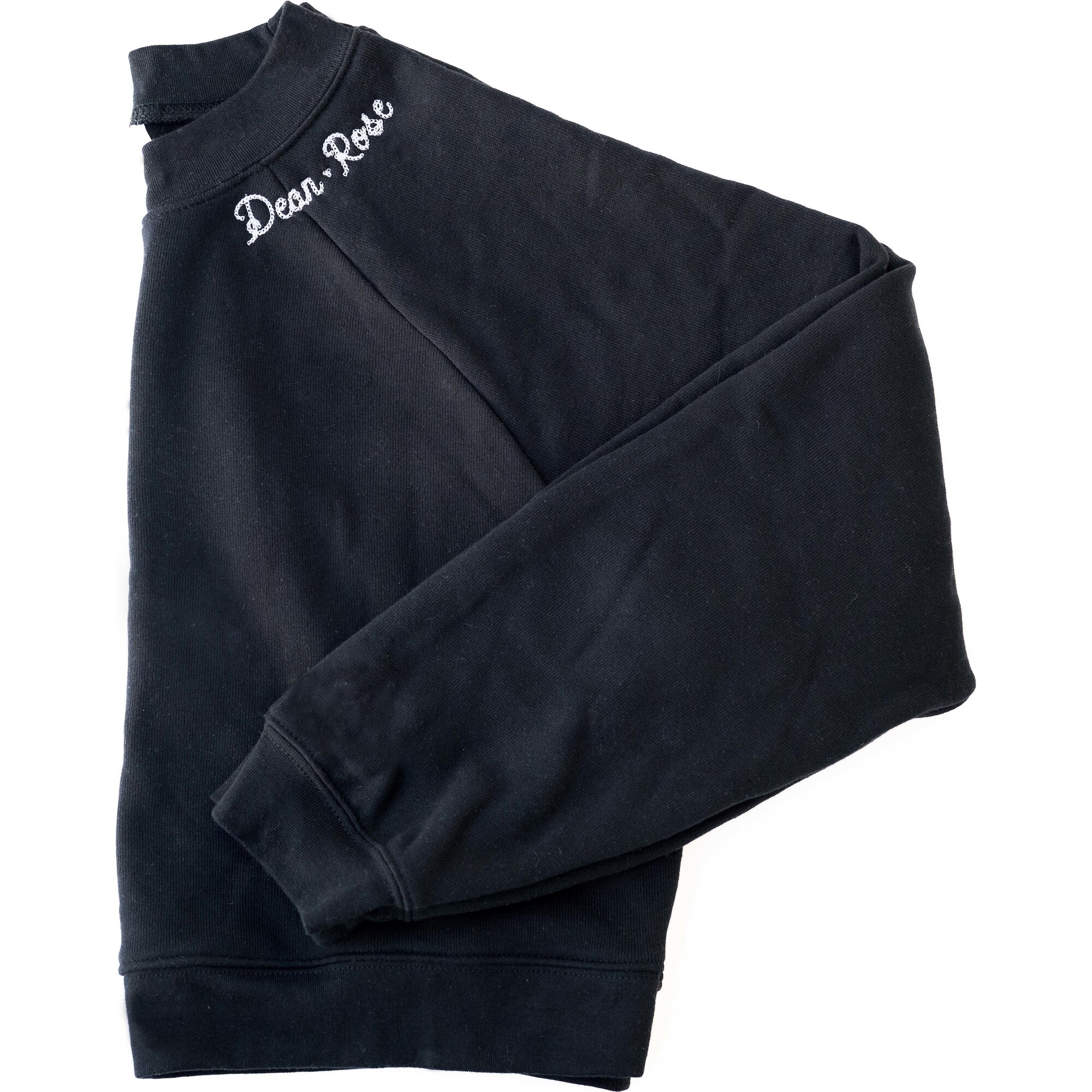 Custom Embroidered Women's Sweatshirt with Neckline Embroidery, Black - Sweatshirts - 1
