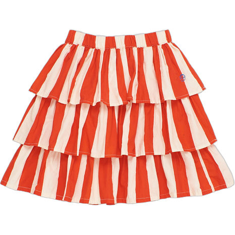 Watermelon Stripes Skirt, White & Red