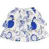 Pomegranate Skirt, White & Blue - Skirts - 1 - thumbnail