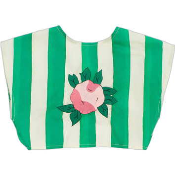 Flowers Stripes Top, White & Green