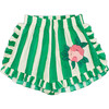 Flowers Stripes Short, White & Green - Shorts - 1 - thumbnail