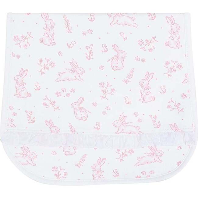 Pink Bunny Toile Burp Cloth