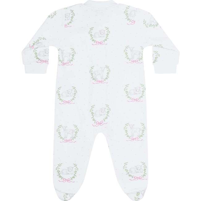 Pink Lamb Print Zipper Footie - Footie Pajamas - 2