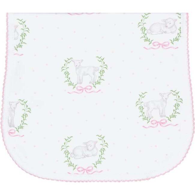 Pink Lamb Print Burp Cloth