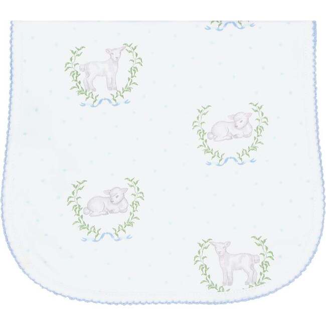 Blue Lamb Print Burp Cloth