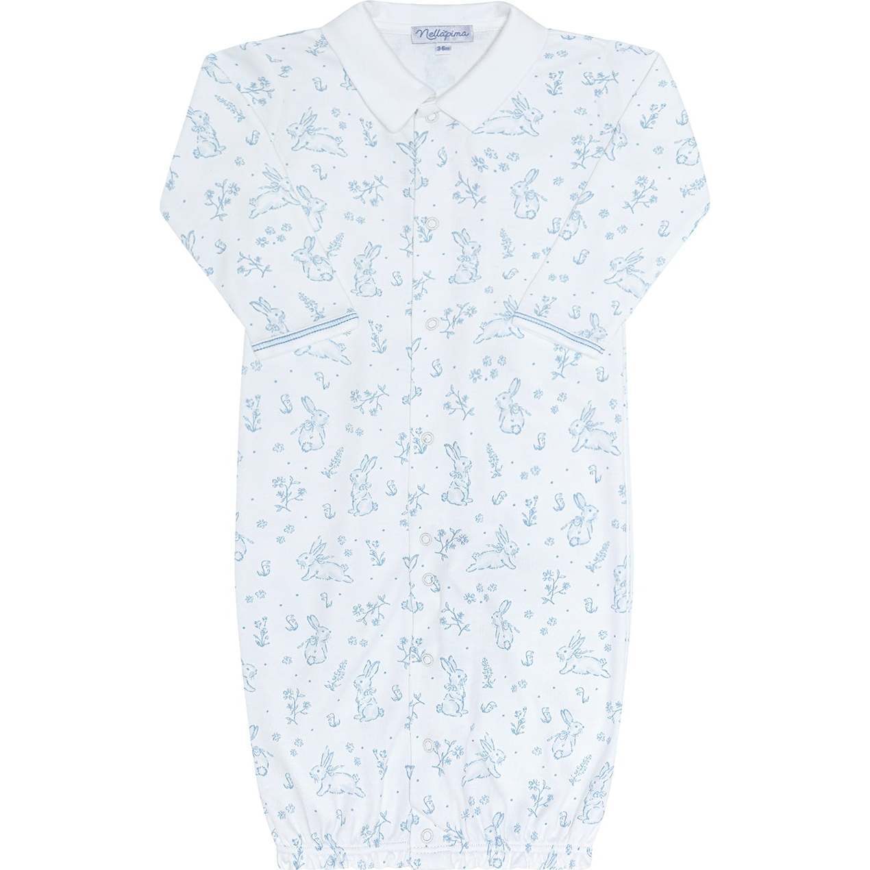 Blue Bunny Toile Converter Gown - Nightgowns - 1