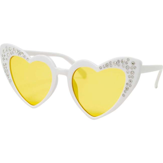 Kid's Crystal Heart Sunglasses, White