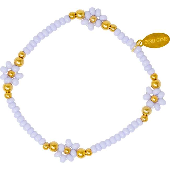 Girl's Tiny Daisies Stretchy Bead Bracelet Set, Purple - Bracelets - 2
