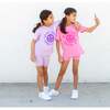 Happy Face "GOOD VIBES" Message T-Shirt and Short Set Kids, Purple - Mixed Apparel Set - 3