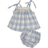 Crochet Daisy Two Piece Set, Blue - Mixed Apparel Set - 1 - thumbnail