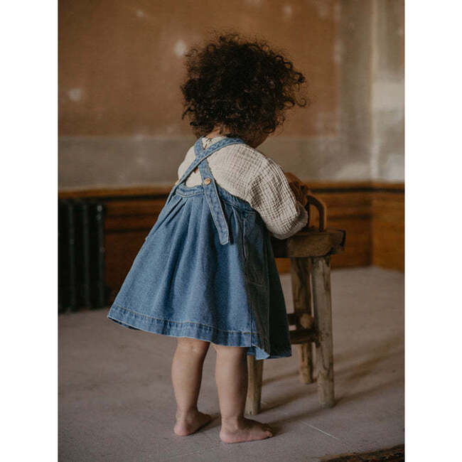 The Oversized Denim Pinafore, Light Denim - Dresses - 3