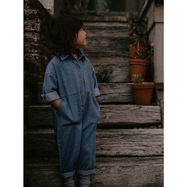 The Denim Boiler Suit, Light Denim - Rompers - 5