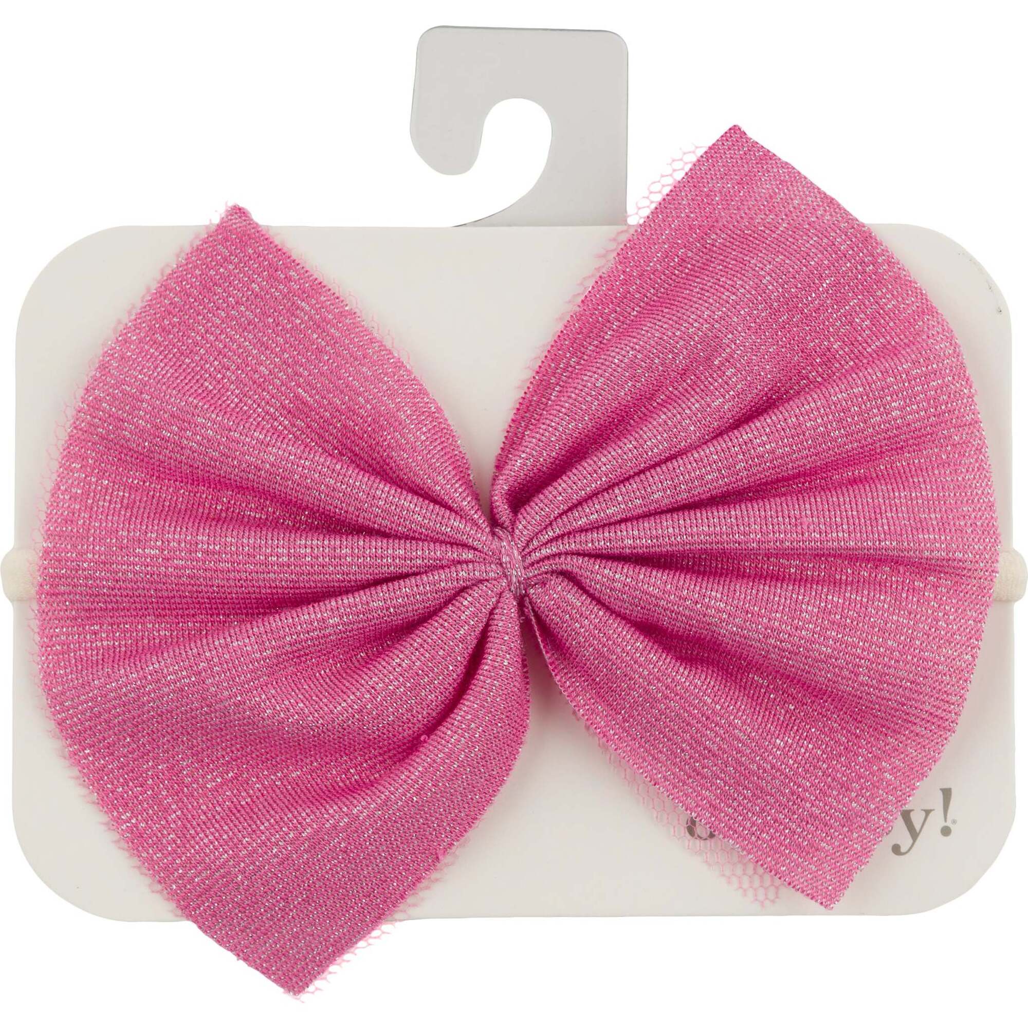 Sparkle Gathered Bow on Nylon Headband, Bright Pink - Hair Accessories - 1