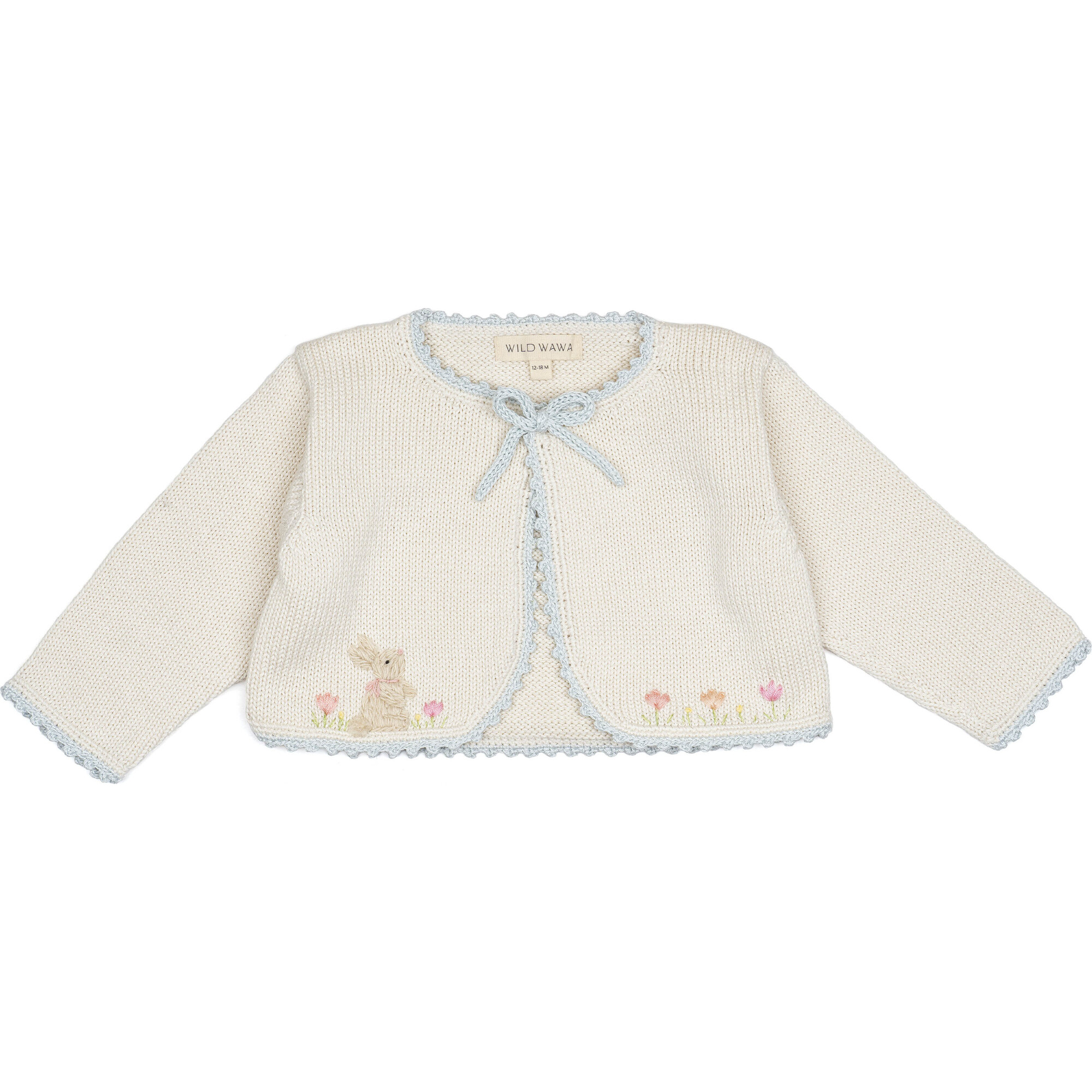 Embroidered Bolero, Blue/Pearl - Cardigans - 1