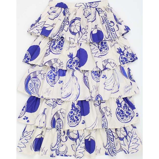 Women's Pomegranate Skirt, White & Blue - Skirts - 2