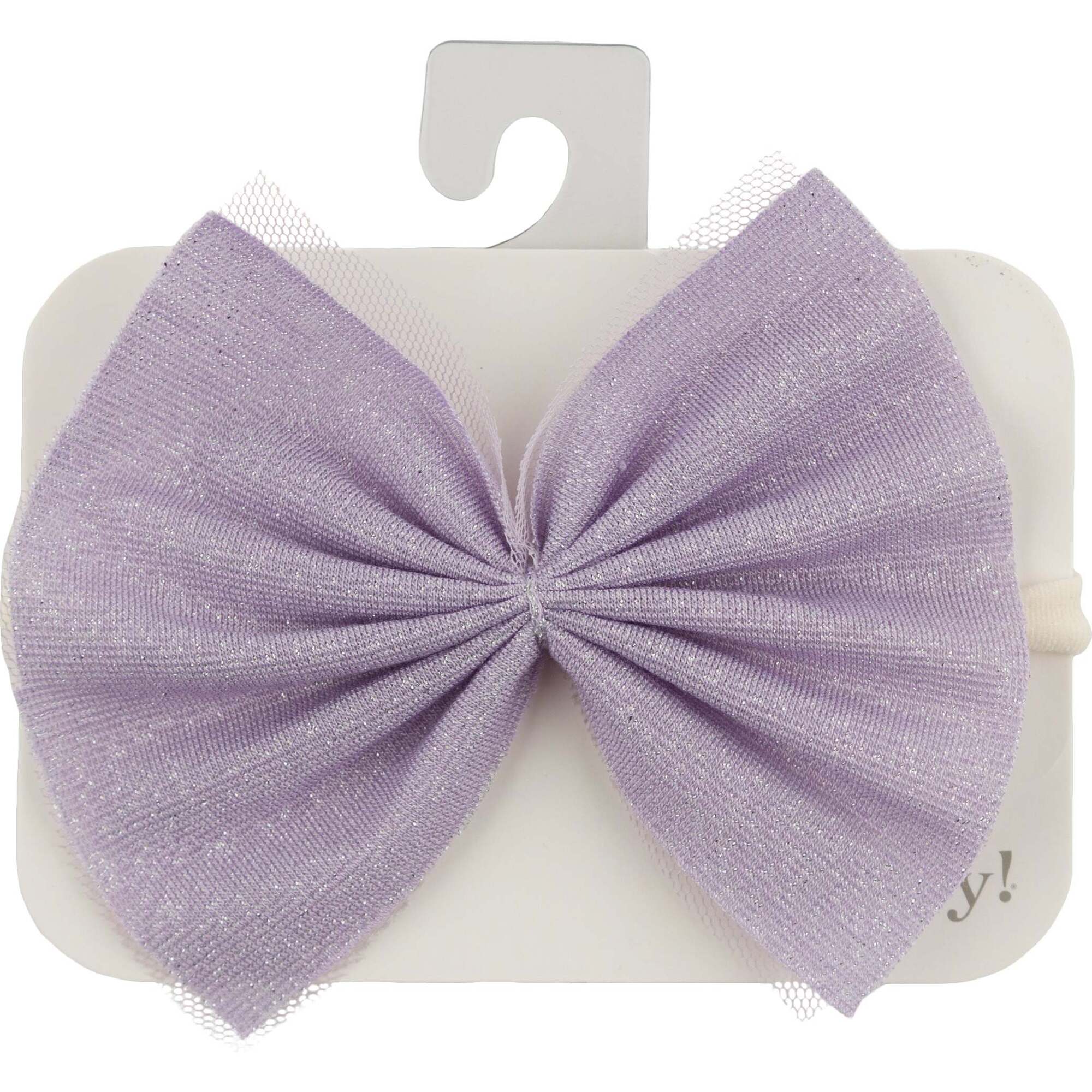 Sparkle Gathered Bow on Nylon Headband, Lavender - Hair Accessories - 1