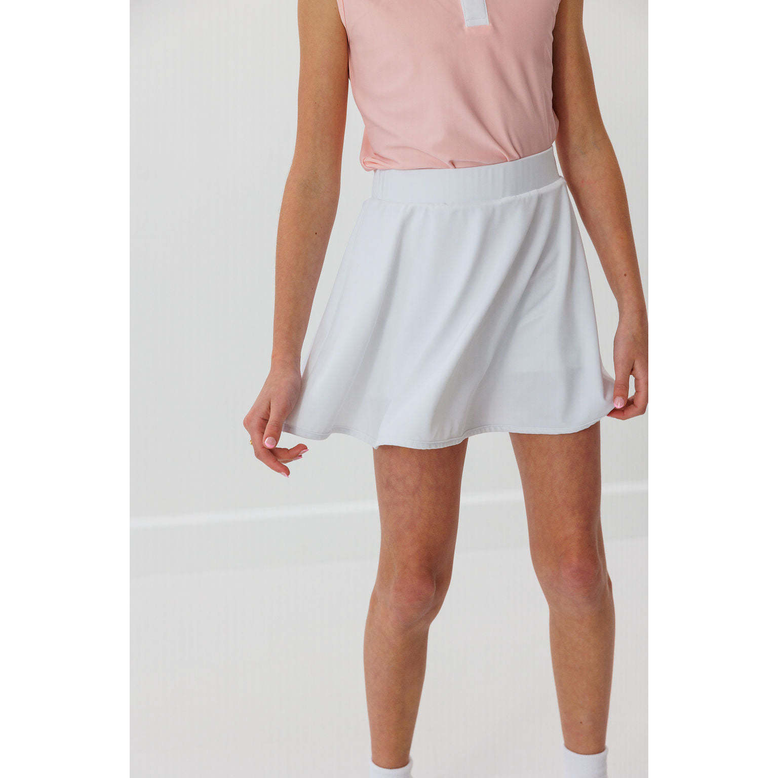 Girls Twirly Skort, White - Skirts - 1