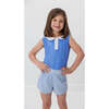 Girls Seersucker Super Short, Blue Seersucker - Shorts - 2