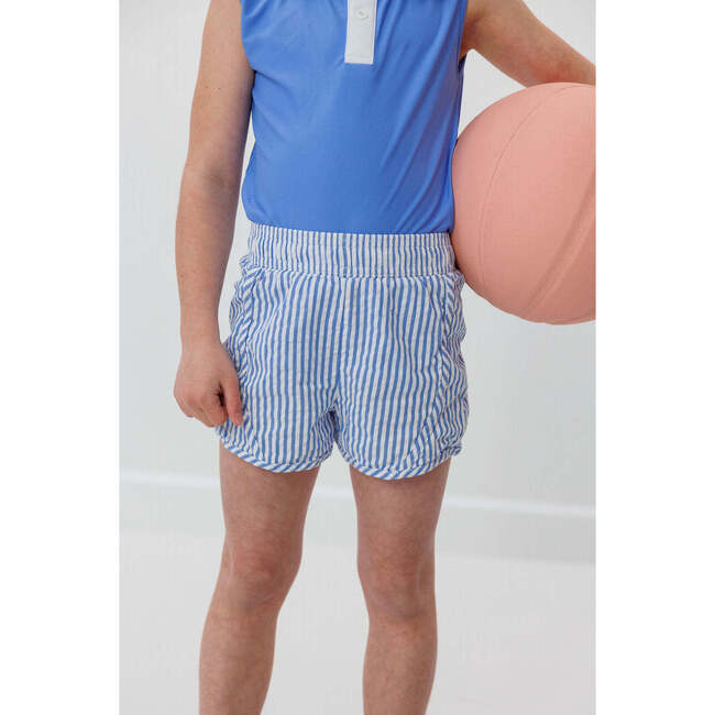 Girls Seersucker Super Short, Blue Seersucker - Shorts - 3
