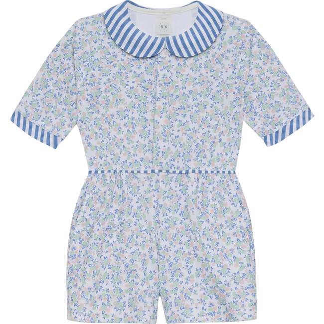 Girls Floral Seersucker Romper, Floral/Seersucker