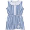 Girls Seersucker Stripe Tennis Skort Dress, Blue Seersucker - Dresses - 1 - thumbnail