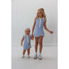 Girls Seersucker Stripe Tennis Skort Dress, Blue Seersucker - Dresses - 4
