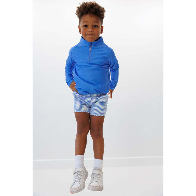 Boys Seersucker Super Short, Blue Seersucker - Shorts - 5