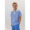 Boys Polo Shirt, Blue/White Stripe - Polo Shirts - 5