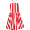 Women's Wrinkle Stripes Dress, White & Red - Dresses - 1 - thumbnail