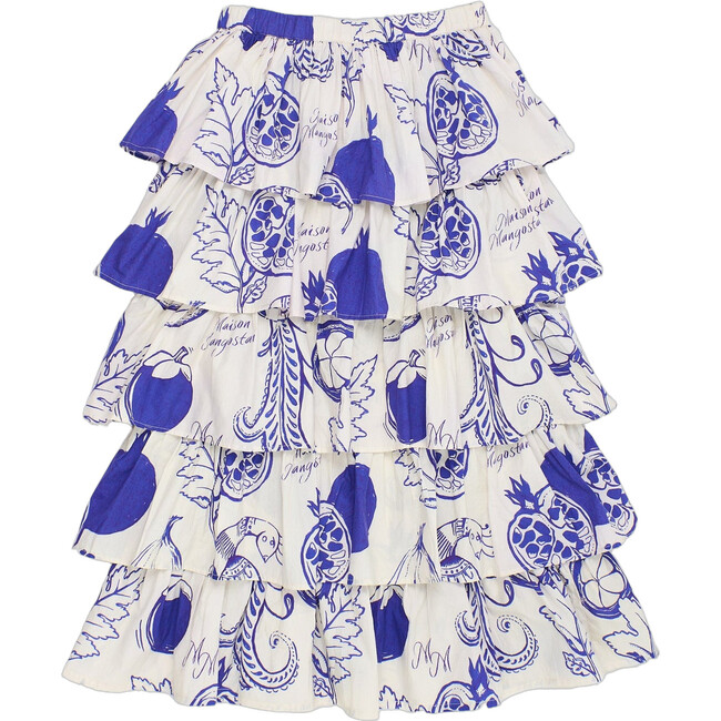 Women's Pomegranate Skirt, White & Blue