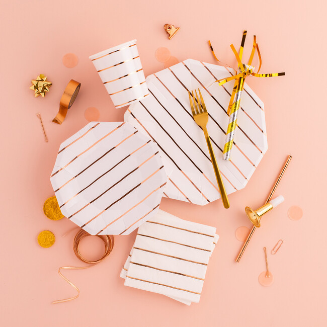 Rose Gold Frenchie Striped Large Plates - Tableware - 2