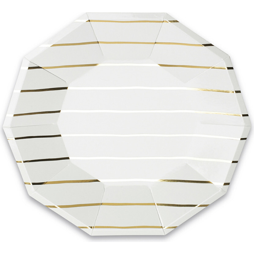Gold Frenchie Striped Large Plates - Tableware - 1