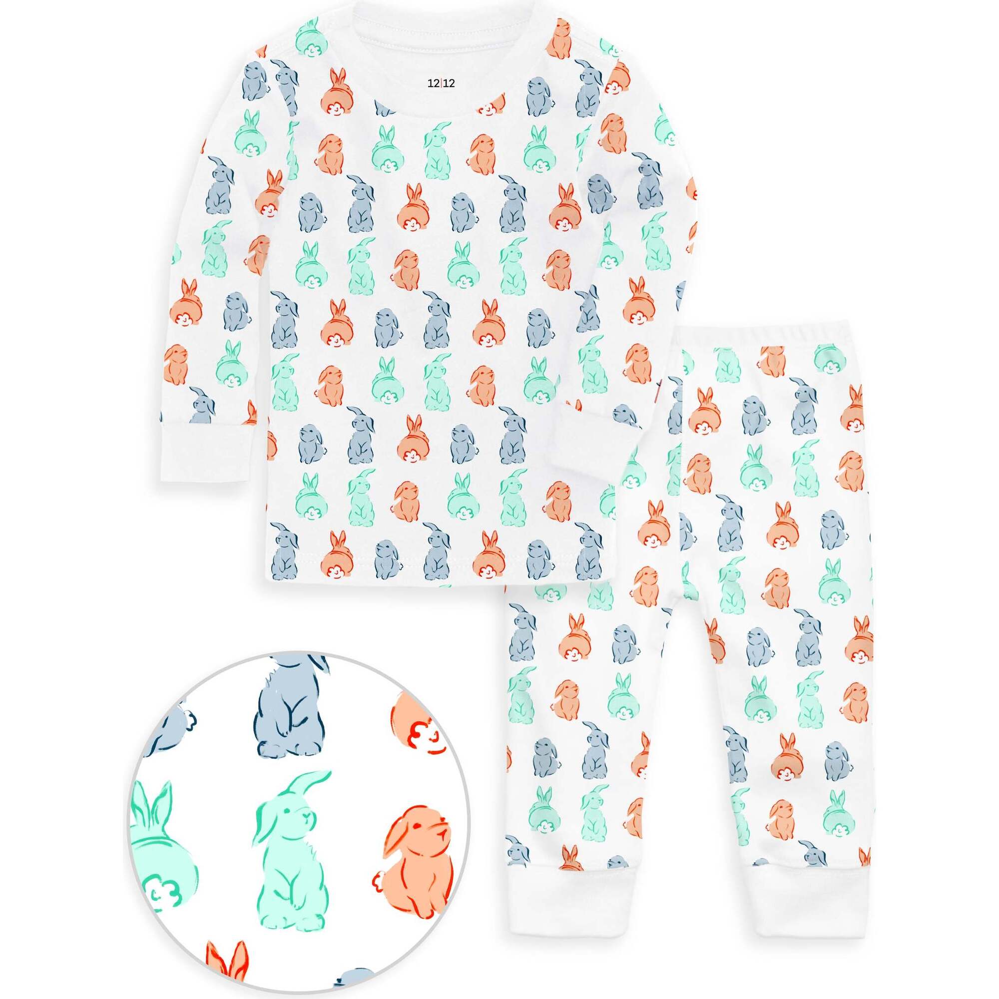 The Organic Long Sleeve Pajama Set, Bunny Tails - Pajamas - 1