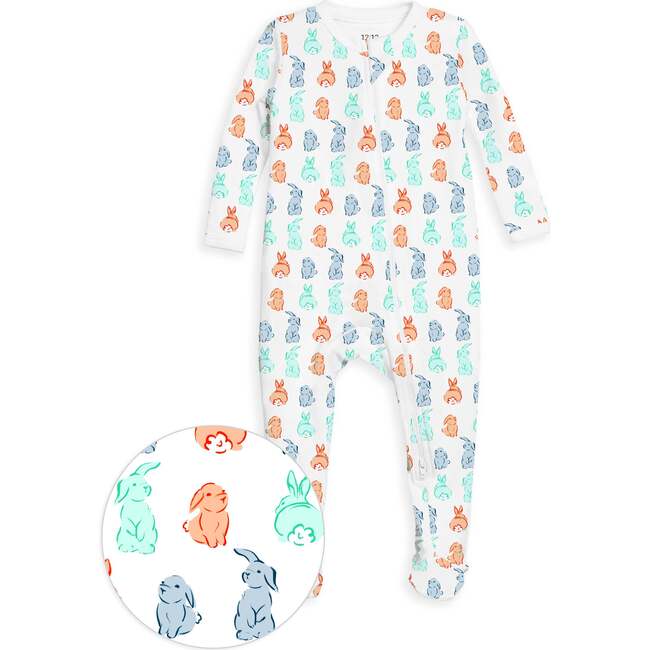 The Organic Zipper Footie, Bunny Tails