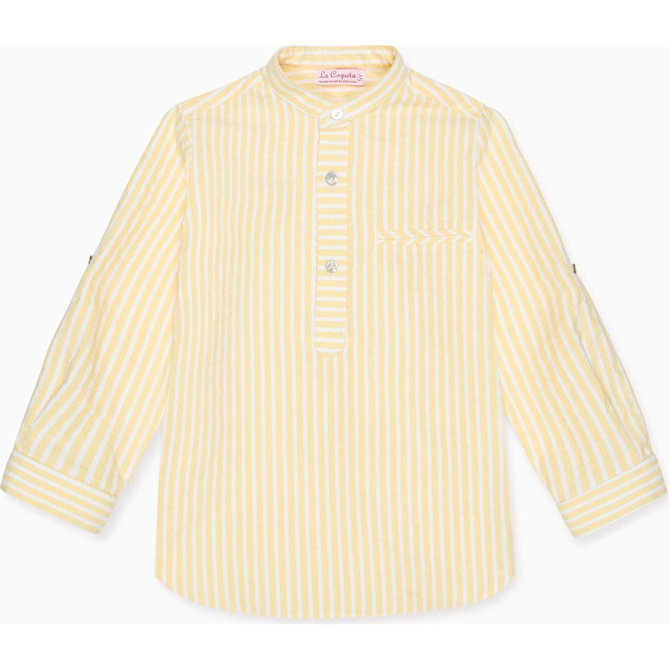 ★LECYTO★ Destroyed Mesh Stripe Long SleeveGray Lemon Stripe Mateo Cotton Long Sleeve Boy Shirt - La Coqueta