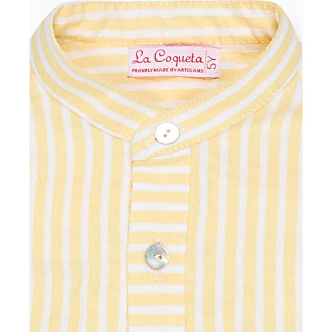 Lemon Stripe Mateo Cotton Long Sleeve Boy Shirt - Shirts - 3