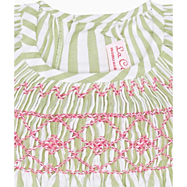 Green Stripe Maritza Baby Girl Smock Set - Mixed Apparel Set - 3