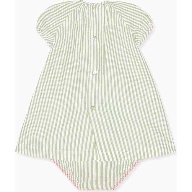 Green Stripe Maritza Baby Girl Smock Set - Mixed Apparel Set - 4