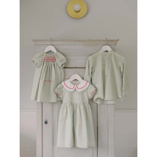 Green Stripe Maritza Baby Girl Smock Set - Mixed Apparel Set - 5