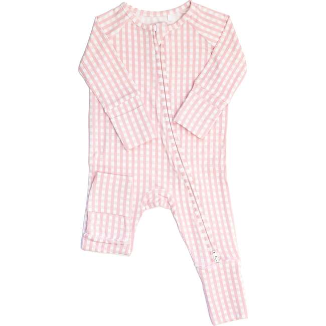 Gingham Sleep Romper, Pink