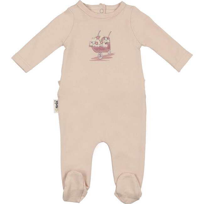 Whimsy Wheelbarrow Footie and Beanie Set, Biscuit